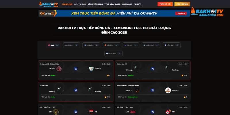 Rakhoi TV Xem Trực Tiếp Bóng Đá - Trang Xem Live RaKhoiTV chất lượng cao