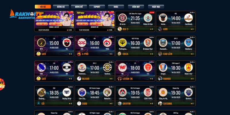 Rakhoi TV có trực tiếp rất nhiều các giải đấu khác nhau